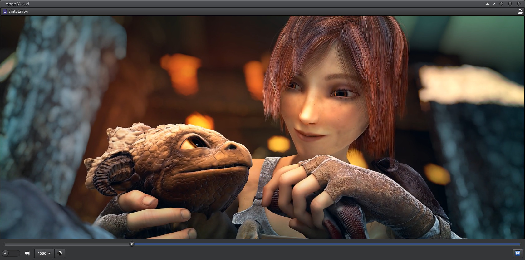 The UI of Movie Monad showing Sintel from the Blender Foundation.